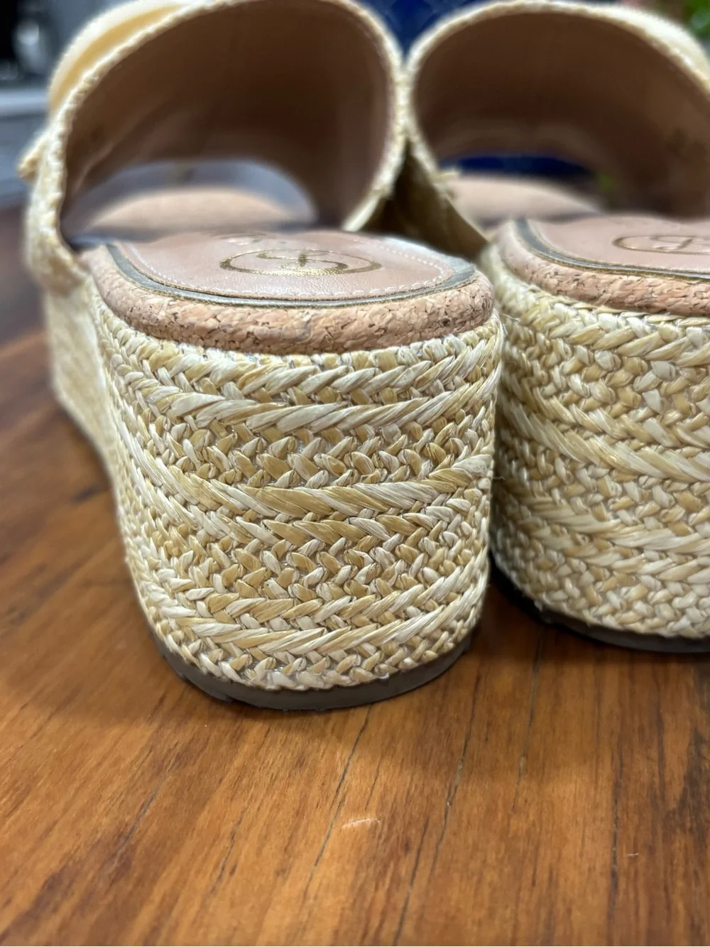 Sam & Libby Crysta Raffia Platform Sandals Cyprus Size 8